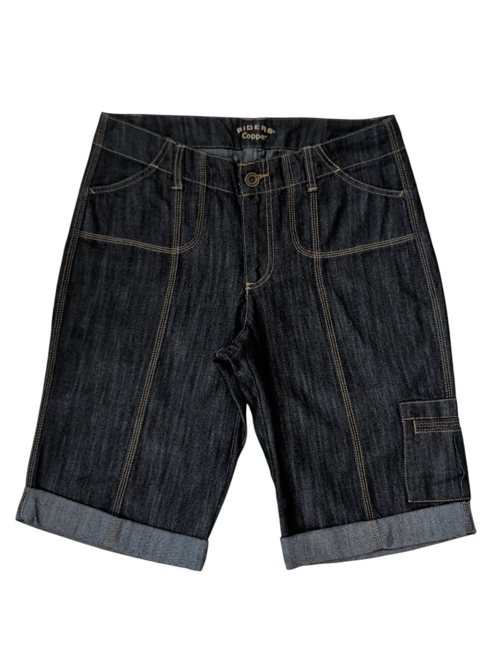 Rider Copper Denim Bermuda Shorts Jorts Junior 9/10M Dark Indigo Wash Pockets